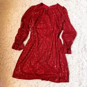Red Hot Sequin Glam Bold Statement Birthday Dress Womens 2 HOCO Old Hollywood